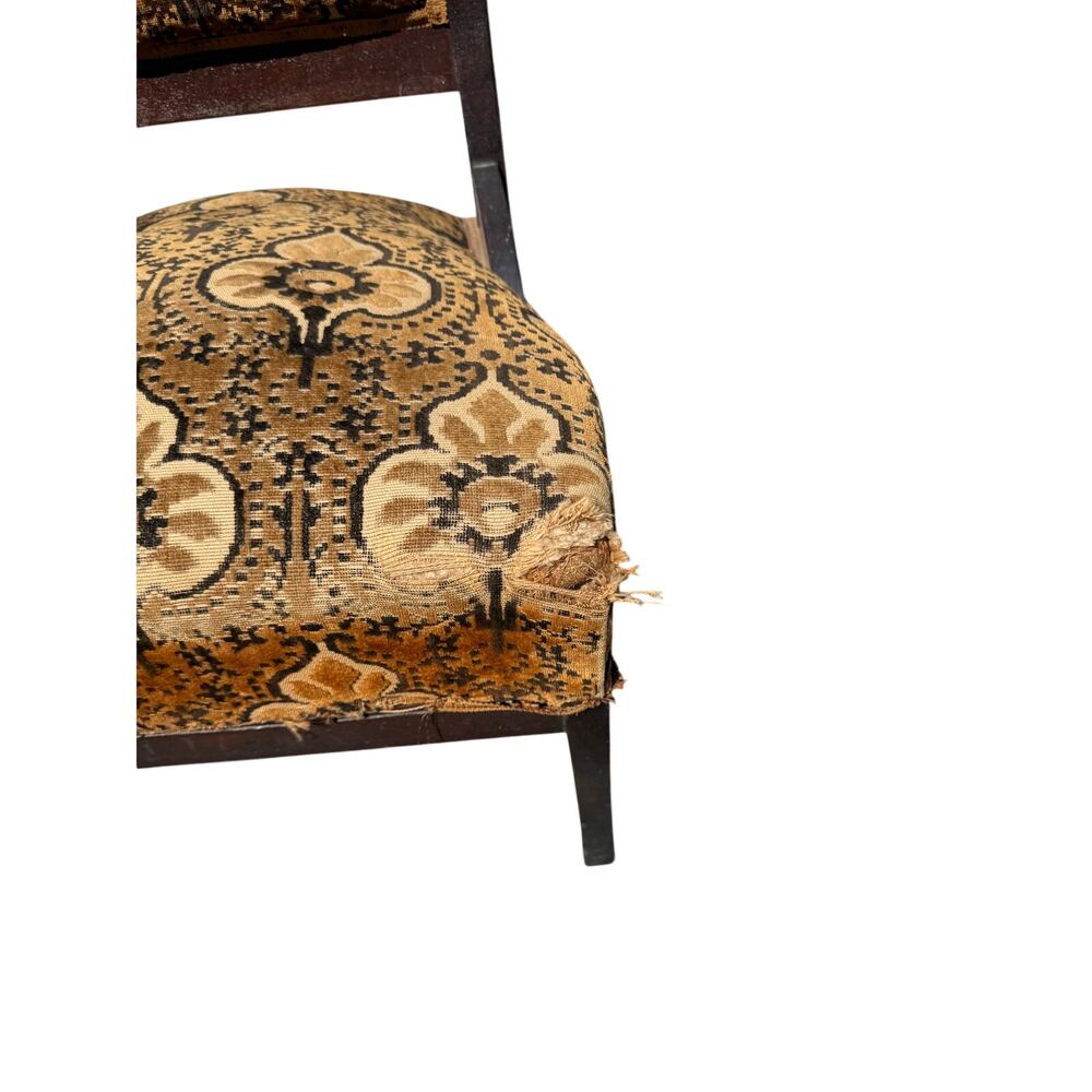 Antique Victorian EASTLAKE Walnut Chair Carved Accent Upholstered Velvet Spring - Picture 4 of 10